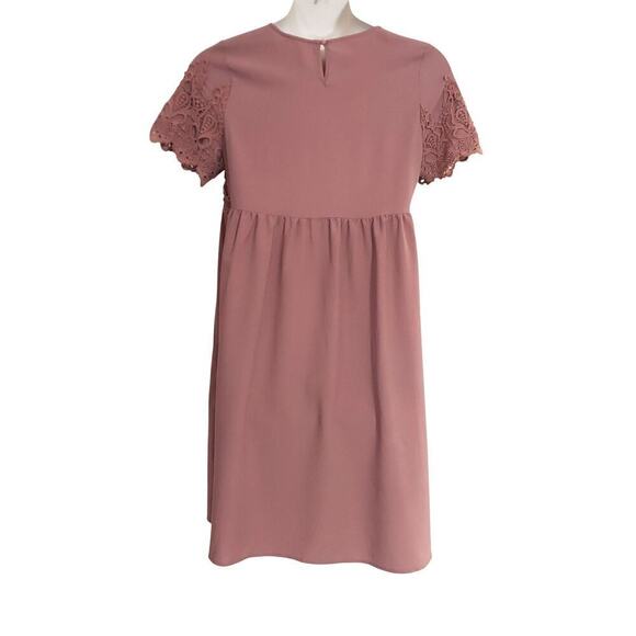 Orange Creek Pink Dusty Rose Lace Bodice Trim Knee Length Dress - Picture 5 of 11